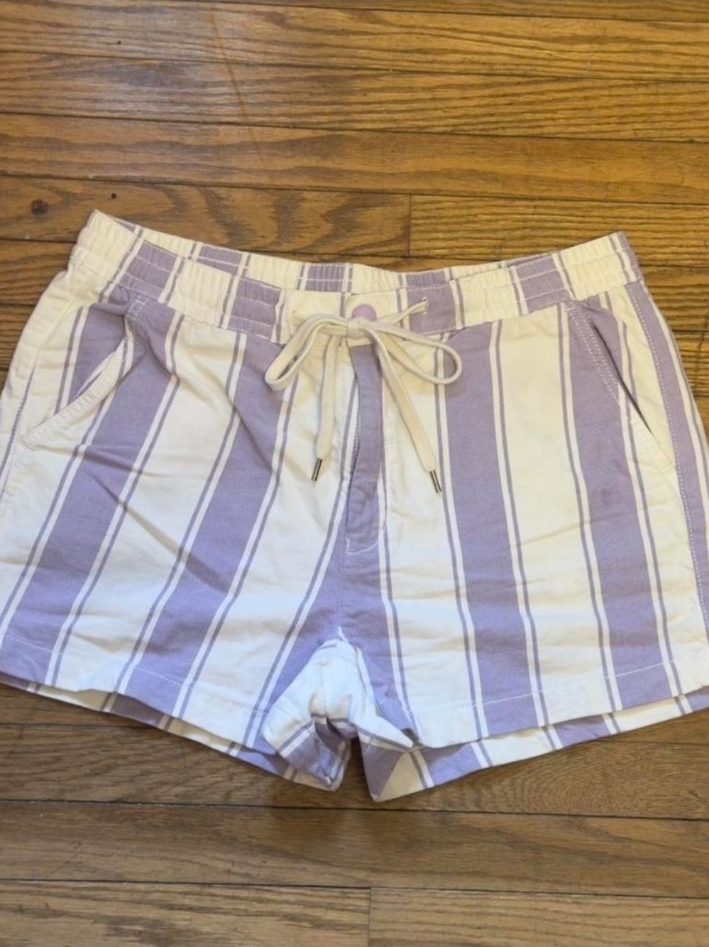 American Eagle Outfitters Lavender & White Striped Drawstring Shorts